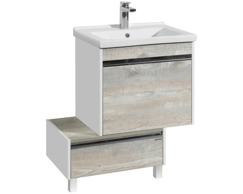 Комплект мебели белый глянец/бетон пайн 60 см Акватон Капри 1A230101KPDA0 + 1WH302421 + 1A230302KPDA0