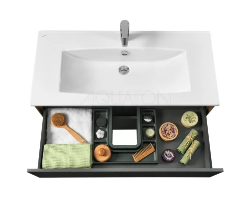 Комплект мебели графит софт/дуб веллингтон 100,5 см Акватон Сохо 1A258201AJA00 + 1WH501627 + 1A258302AJA0L