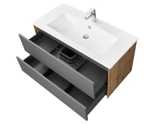 Комплект мебели графит софт/дуб веллингтон 100,5 см Акватон Сохо 1A258201AJA00 + 1WH501627 + 1A258302AJA0L