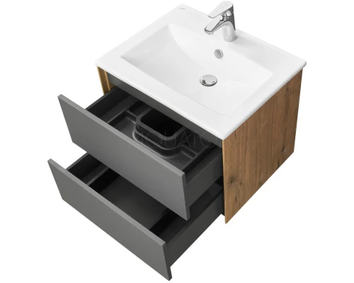 Комплект мебели графит софт/дуб веллингтон 60 см Акватон Сохо 1A258001AJA00 + 1WH501606 + 1A258302AJA0R