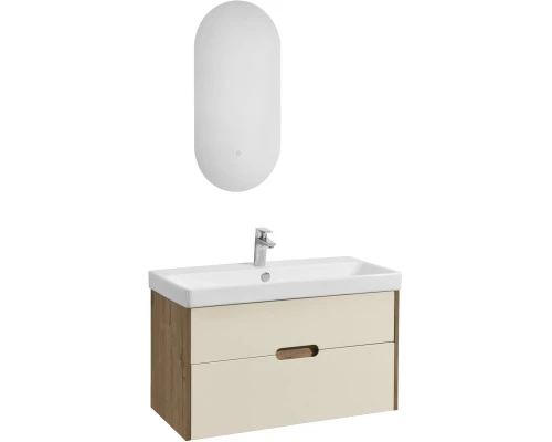 Комплект мебели бежевый/дуб веллингтон 90 см Акватон Оливия 1A254401OLVG0 + 1WH501629 + 1A256502A1010