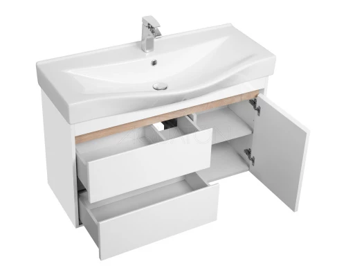 Комплект мебели белый глянец/дуб эндгрейн 100 см Акватон Нортон 1A249001NT010 + 1WH302502 + 1A249302NT010