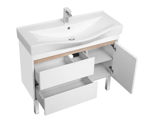 Комплект мебели белый глянец/дуб эндгрейн 100 см Акватон Нортон 1A249001NT010 + 1WH302502 + 1A249302NT010