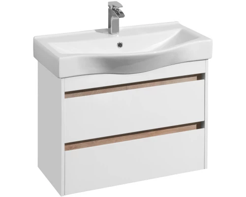 Тумба с раковиной белый глянец/дуб эндгрейн 80 см Акватон Нортон 1A2489K0NT010