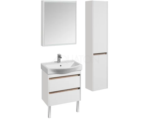 Комплект мебели белый глянец/дуб эндгрейн 65 см Акватон Нортон 1A248801NT010 + 1WH302501 + 1A249102NT010