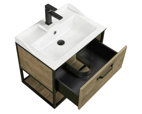 Комплект мебели дуб кантри/черный 65,3 см Акватон Лофт Фабрик 1A242301LTDY0 + 1A708731FB010 + 1A242502LTDY0