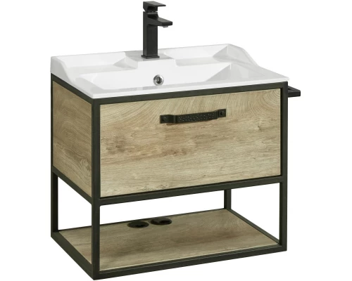 Тумба с раковиной дуб эндгрейн/черный 65,3 см Акватон Лофт Фабрик 1A2423K1LTDU0