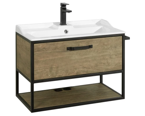 Тумба с раковиной дуб кантри/черный 80 см Акватон Лофт Фабрик 1A2424K0LTDY0