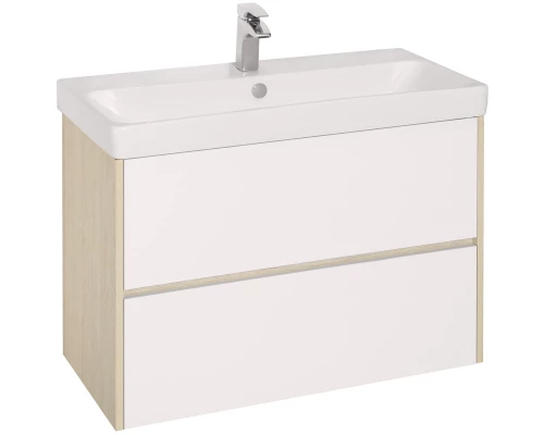 Комплект мебели белый глянец/дуб верона 90 см Акватон Сканди 1A251901SDB20 + 1WH501629 + 1A252302SDB20