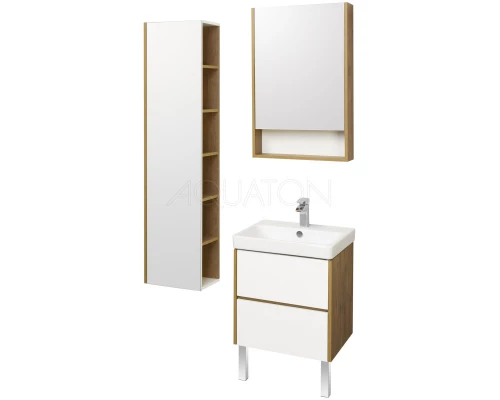 Комплект мебели белый глянец/дуб рустикальный 55 см Акватон Сканди 1A251701SDZ90 + 1WH501620 + 1A252102SDZ90