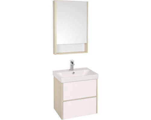 Комплект мебели белый глянец/дуб верона 55 см Акватон Сканди 1A251701SDB20 + 1WH501620 + 1A252102SDB20