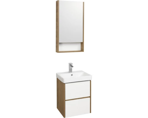 Комплект мебели белый глянец/дуб рустикальный 45 см Акватон Сканди 1A251601SDZ90 + 1WH501630 + 1A252002SDZ90