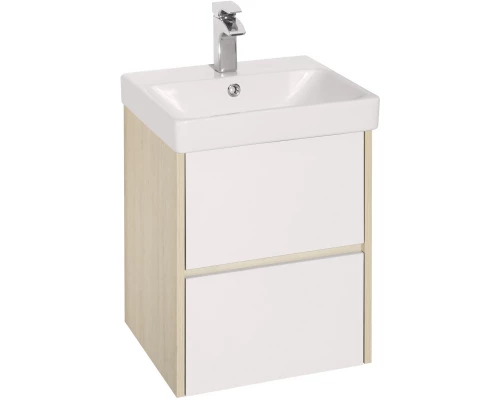 Тумба с раковиной белый глянец/дуб верона 45 см Акватон Сканди 1A2516K0SDB20