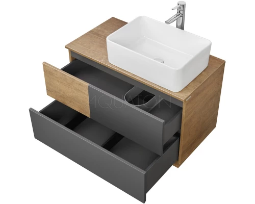 Комплект мебели дуб кантри/антрацит 85 см Акватон Терра 1A247201TEKA0 + 732700B000 + 1A247302TEDY0