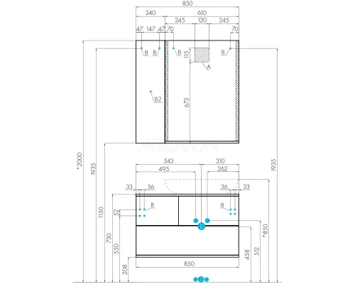 Комплект мебели дуб кантри/антрацит 85 см Акватон Терра 1A247201TEKA0 + 732700B000 + 1A247302TEDY0