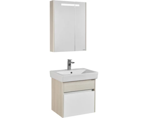 Комплект мебели белый глянец/ясень фабрик 60 см Акватон Верди 1A206701VDAV0 + 1WH302186 + 1A206902VDAV0