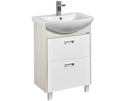 Комплект мебели белый глянец/дуб сомерсет 61 см Акватон Бекка 1A196601BAC20 + 1WH110246 + 1A214302BAC20