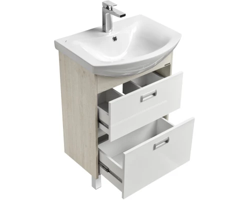 Комплект мебели белый глянец/дуб сомерсет 61 см Акватон Бекка 1A196601BAC20 + 1WH110246 + 1A214602BAC20