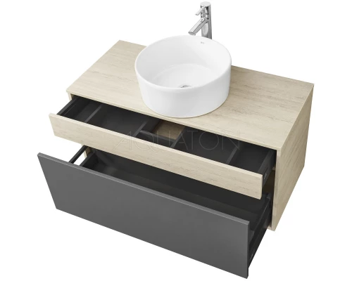 Комплект мебели серый графит/дуб орегон 100 см Акватон Лофт Урбан 1A247701LQX60 + 732700C000 + 1A248002LQX50