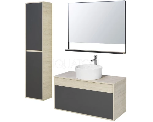 Комплект мебели серый графит/дуб орегон 100 см Акватон Лофт Урбан 1A247701LQX60 + 732700C000 + 1A248002LQX50