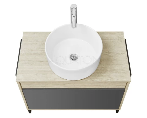 Комплект мебели серый графит/дуб орегон 80 см Акватон Лофт Урбан 1A247601LQX60 + 732700C000 + 1A247902LQX50