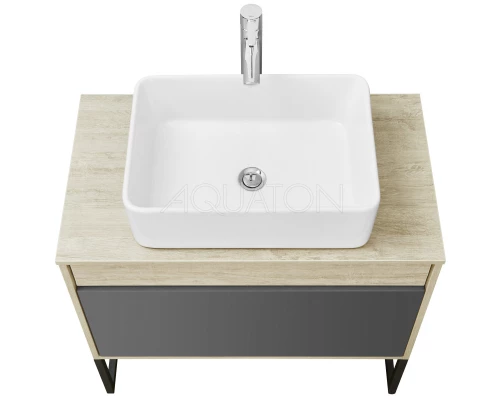 Комплект мебели серый графит/дуб орегон 80 см Акватон Лофт Урбан 1A247601LQX60 + 732700B000 + 1A247902LQX50