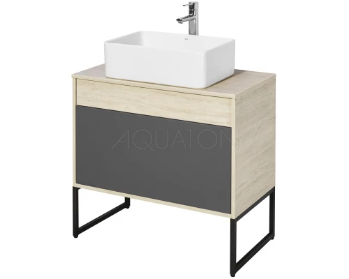 Комплект мебели серый графит/дуб орегон 80 см Акватон Лофт Урбан 1A247601LQX60 + 732700B000 + 1A247902LQX50