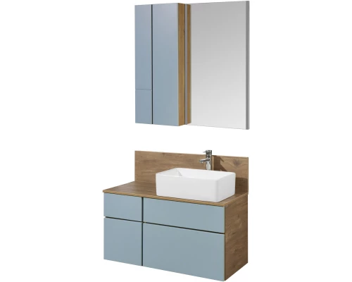 Комплект мебели дуб рустикальный/фьорд 100 см Акватон Мишель 1A256901MIX30 + 1A256703MIDR0 + 732700B000 + 1A253902MIX40 + 1A244203MIX30