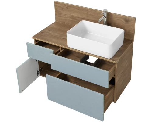 Комплект мебели дуб рустикальный/фьорд 100 см Акватон Мишель 1A256901MIX30 + 1A256703MIDR0 + 732700B000 + 1A253902MIX40 + 1A244203MIX30