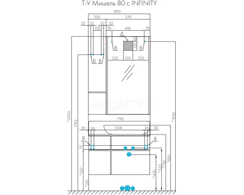 Тумба с раковиной дуб рустикальный/фьорд 80 см Акватон Мишель 1A2568K2MIX30
