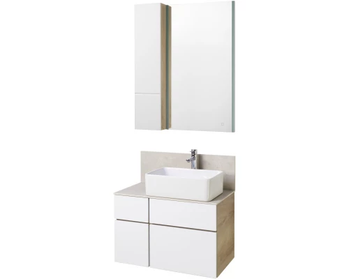 Комплект мебели дуб эндгрейн/белый матовый 80 см Акватон Мишель 1A244501MIX40 + 1A253203MIX40 + 732700B000 + 1A253902MIX40 + 1A244303MIX40