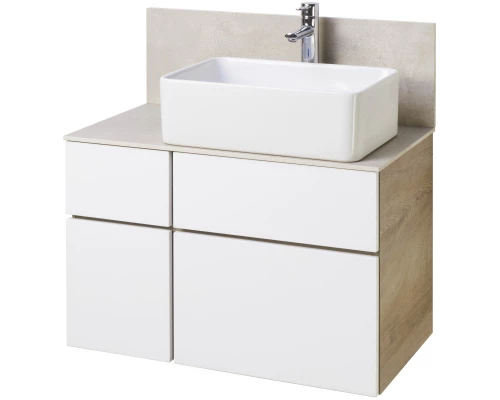 Комплект мебели дуб эндгрейн/белый матовый 80 см Акватон Мишель 1A244501MIX40 + 1A253203MIX40 + 732700B000 + 1A253902MIX40 + 1A244303MIX40