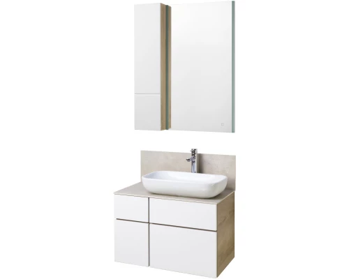 Комплект мебели дуб эндгрейн/белый матовый 80 см Акватон Мишель 1A244501MIX40 + 1A253203MIX40 + 1AX169WBXX000 + 1A253902MIX40 + 1A244303MIX40