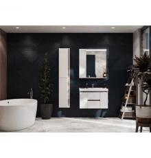 Комплект мебели белый глянец/грецкий орех 80 см Акватон Рене 1A258601NRC80 + 1WH302251 + 1A222502NRC80