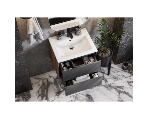 Комплект мебели графит софт/дуб веллингтон 60 см Акватон Сохо 1A258001AJA00 + 1WH501606 + 1A258302AJA0L