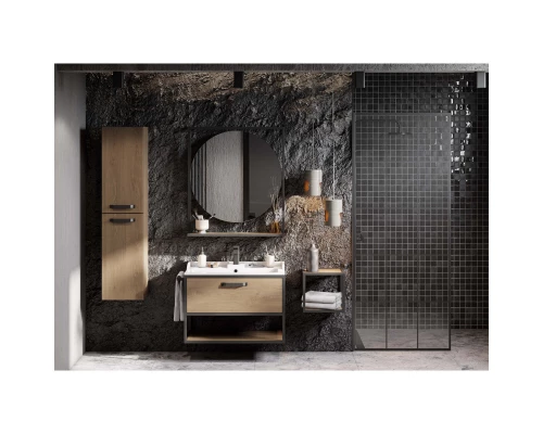 Комплект мебели дуб кантри/черный 80 см Акватон Лофт Фабрик 1A242401LTDY0 + 1A708031FB010 + 1A242602LTDY0