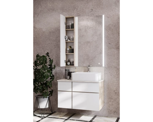 Комплект мебели дуб эндгрейн/белый матовый 80 см Акватон Мишель 1A244501MIX40 + 1A253203MIX40 + 732700B000 + 1A253902MIX40 + 1A244303MIX40