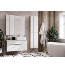 Комплект мебели дуб эндгрейн/белый матовый 100 см Акватон Мишель 1A244101MIX40 + 732700B000 +  1A253303MIX40 + 1A253902MIX40 + 1A244203MIX40