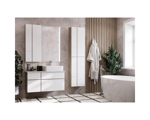 Комплект мебели дуб эндгрейн/белый матовый 100 см Акватон Мишель 1A244101MIX40 + 732700B000 +  1A253303MIX40 + 1A253902MIX40 + 1A244203MIX40