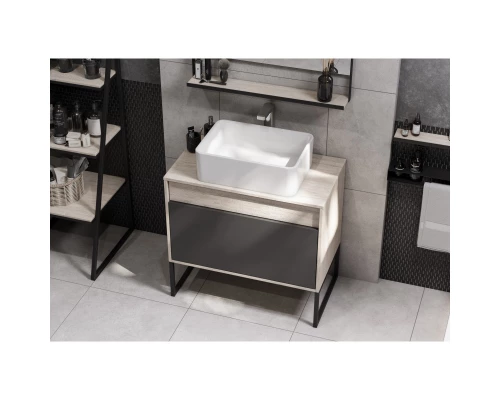 Комплект мебели серый графит/дуб орегон 80 см Акватон Лофт Урбан 1A247601LQX60 + 732700B000 + 1A247902LQX50