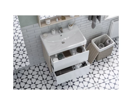 Комплект мебели белый глянец/дуб верона 70,5 см Акватон Сканди 1A251801SDB20 + 1WH501628 + 1A252202SDB20