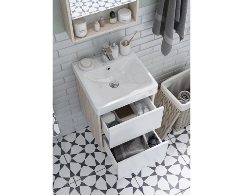 Комплект мебели белый глянец/дуб верона 45 см Акватон Сканди 1A251601SDB20 + 1WH501630 + 1A252002SDB20