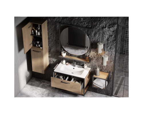 Комплект мебели дуб кантри/черный 80 см Акватон Лофт Фабрик 1A242401LTDY0 + 732799C000 + 1A242602LTDY0