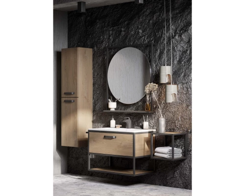 Комплект мебели дуб кантри/черный 80 см Акватон Лофт Фабрик 1A242401LTDY0 + 732799C000 + 1A242602LTDY0