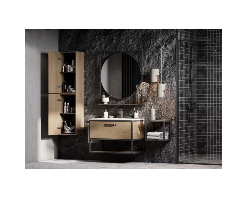 Комплект мебели дуб кантри/черный 80 см Акватон Лофт Фабрик 1A242401LTDY0 + 732799C000 + 1A242602LTDY0