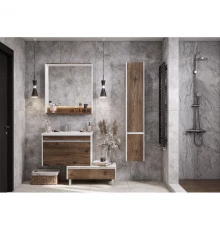 Комплект мебели белый глянец/таксония темная 80 см Акватон Капри 1A230201KPDB0 + 1WH302251 + 1A230402KPDB0