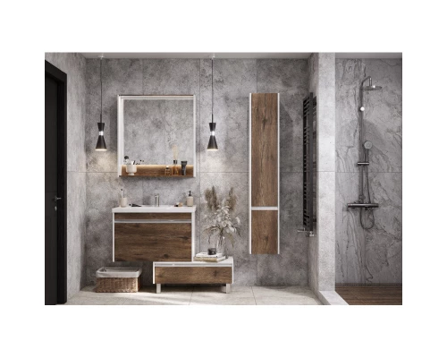 Комплект мебели белый глянец/таксония темная 80 см Акватон Капри 1A230201KPDB0 + 1WH302251 + 1A230402KPDB0