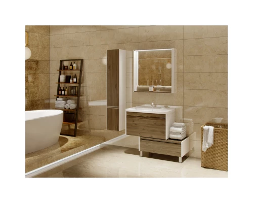 Комплект мебели белый глянец/таксония темная 80 см Акватон Капри 1A230201KPDB0 + 1WH302251 + 1A230402KPDB0