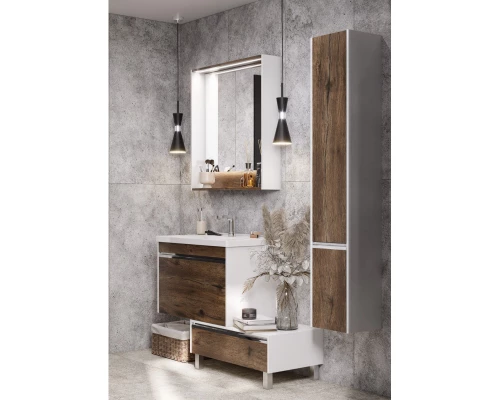 Комплект мебели белый глянец/таксония темная 80 см Акватон Капри 1A230201KPDB0 + 1WH302251 + 1A230402KPDB0