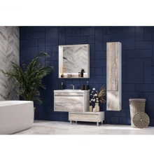 Комплект мебели белый глянец/бетон пайн 80 см Акватон Капри 1A230201KPDA0 + 1WH302251 + 1A230402KPDA0